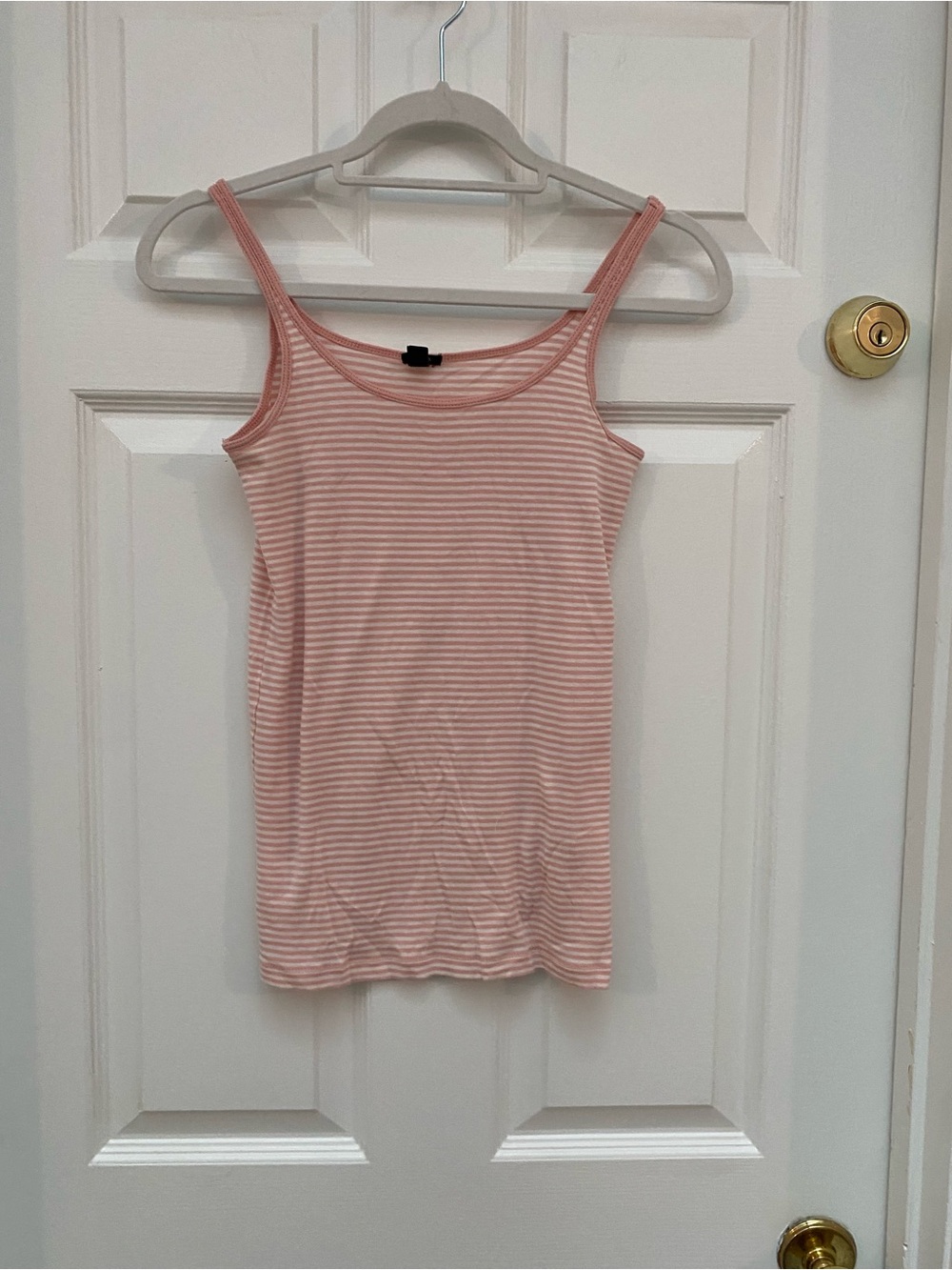 J. Crew Pink and White Striped 100% Cotton Tank - Small